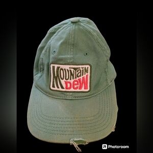 Vintage Mt. Dew cap.  Distressed.  Green & red.